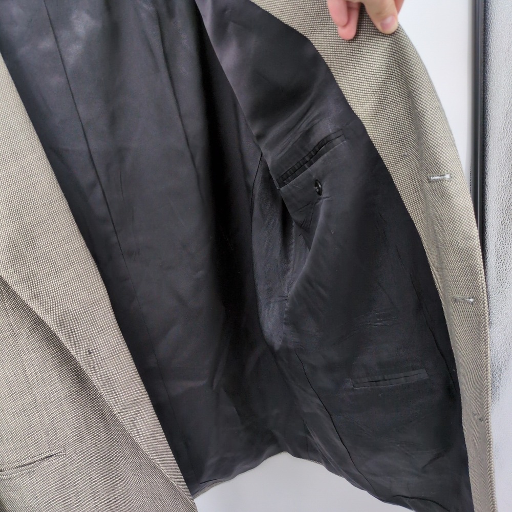 Oscar de la Renta Men's 100% Wool Grey Herringbone 2-Button Blazer Jacket 48L - Picture 7 of 12